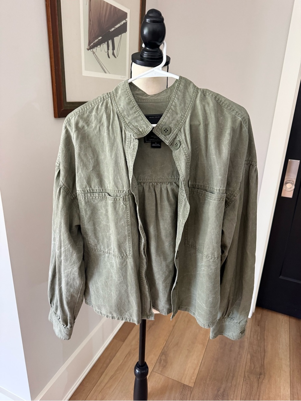 Sanctuary Faded Olive Utility Jacket with Stand Collar